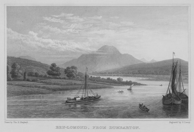 Ben-Lomond, fra Dumbarton (gravering) af Thomas Hosmer Shepherd