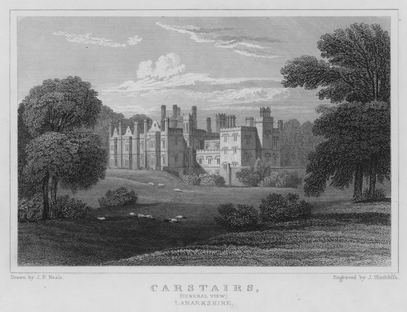 Carstairs, General View, Lanarkshire (gravering) af Thomas Hosmer Shepherd