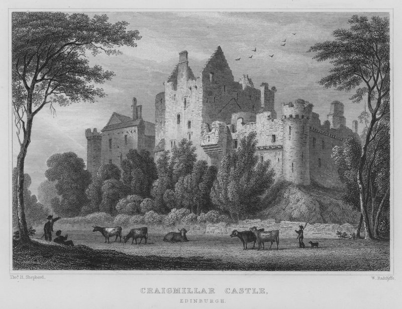 Craigmillar Castle, Edinburgh (gravering) af Thomas Hosmer Shepherd