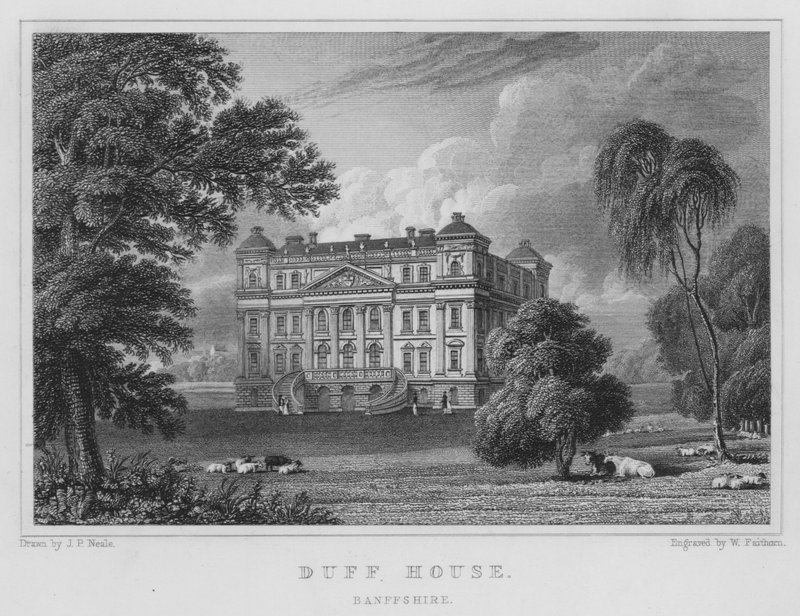 Duff House, Banffshire (gravering) af Thomas Hosmer Shepherd