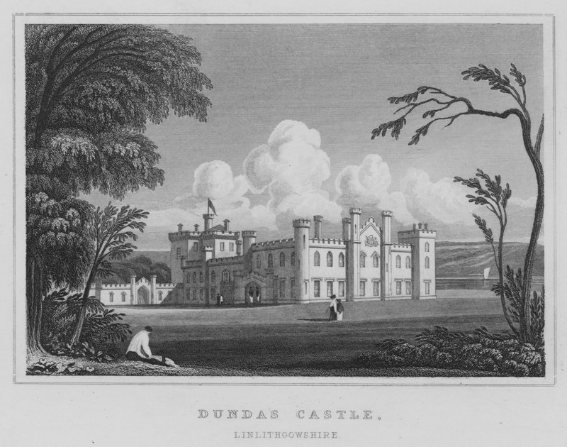 Dundas Castle, Linlithgowshire (gravering) af Thomas Hosmer Shepherd