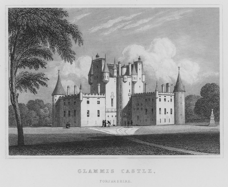 Glamis Castle, Forfarshire (gravering) af Thomas Hosmer Shepherd
