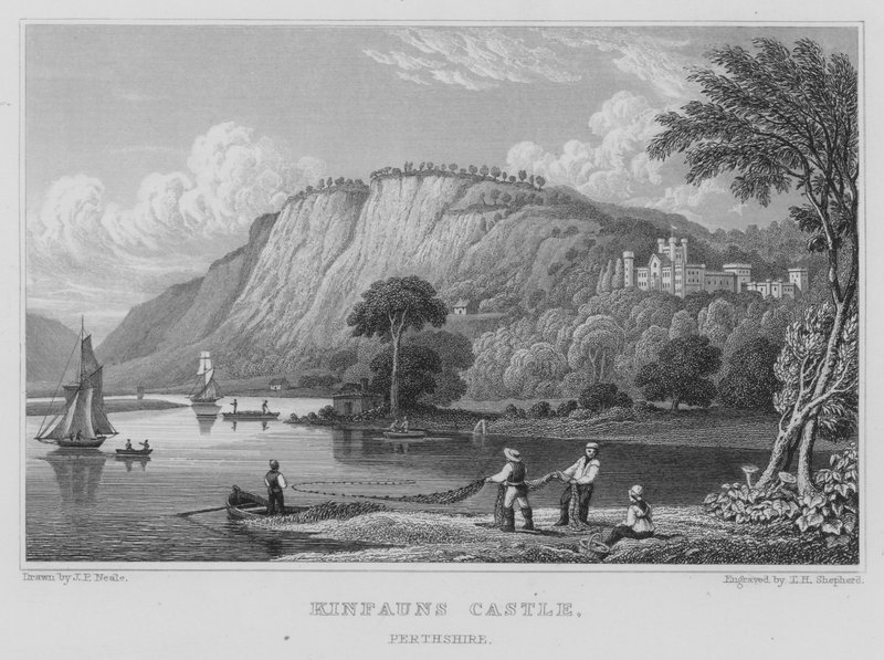 Kinfauns Castle, Perthshire (gravering) af Thomas Hosmer Shepherd
