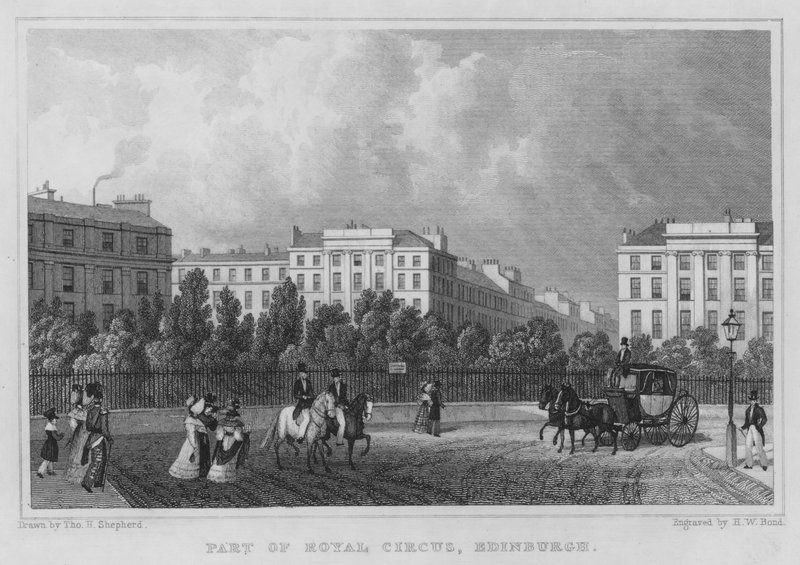 En del af Royal Circus, Edinburgh (gravering) af Thomas Hosmer Shepherd