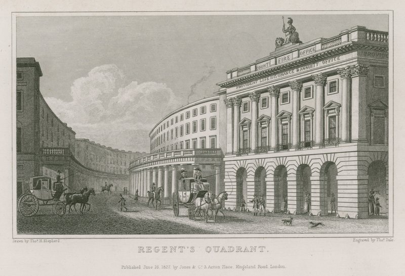 Quadrant, Regent Street, London af Thomas Hosmer Shepherd