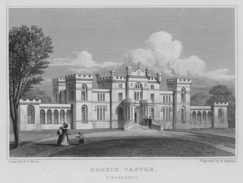 Rossie Castle, Forfarshire (gravering) af Thomas Hosmer Shepherd