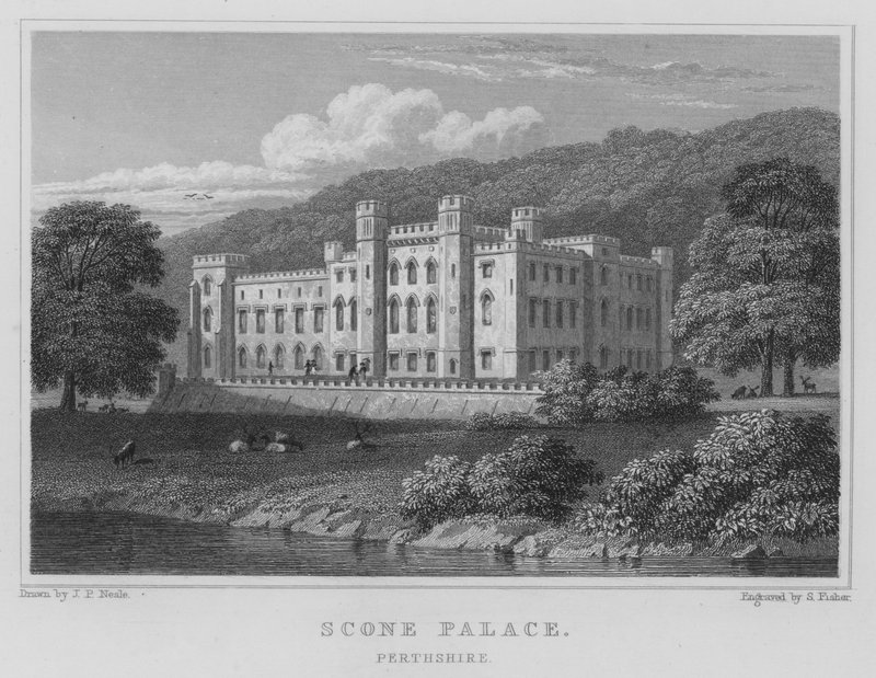 Scone Palace, Perthshire (gravering) af Thomas Hosmer Shepherd