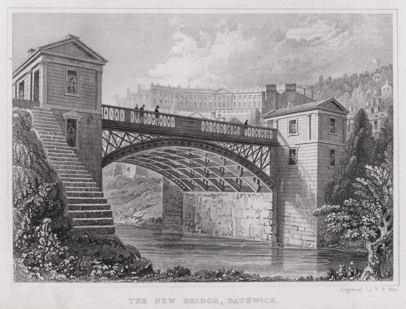 The New Bridge, Bathwick (gravering) af Thomas Hosmer Shepherd