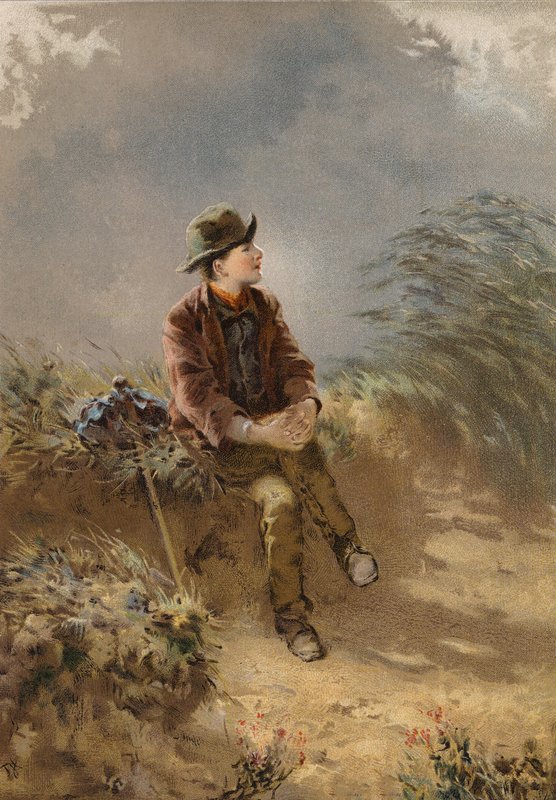 Et godt varsel (chromolitho) af Thomas John Hughes