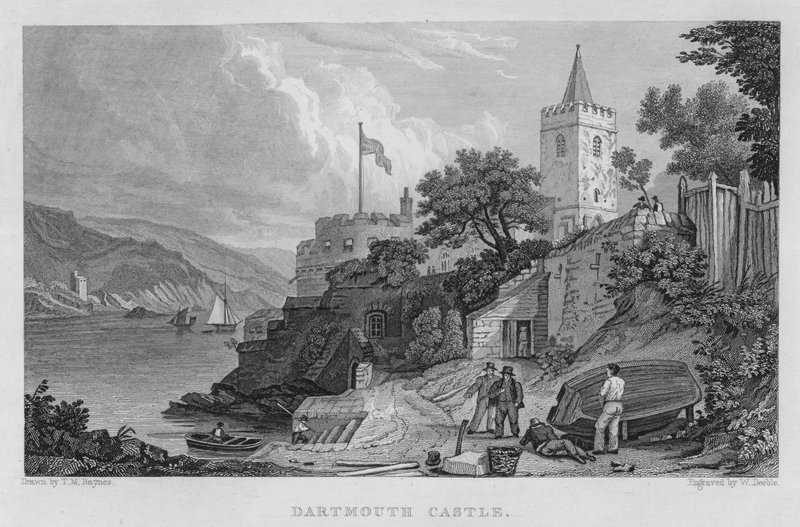 Dartmouth Castle (gravering) af Thomas Mann (after) Baynes