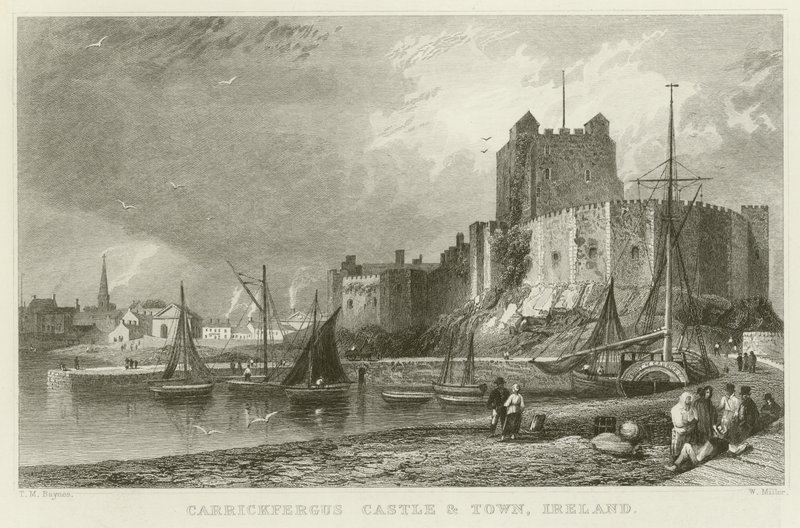 Carrickfergus Slot og by af Thomas Mann Baynes