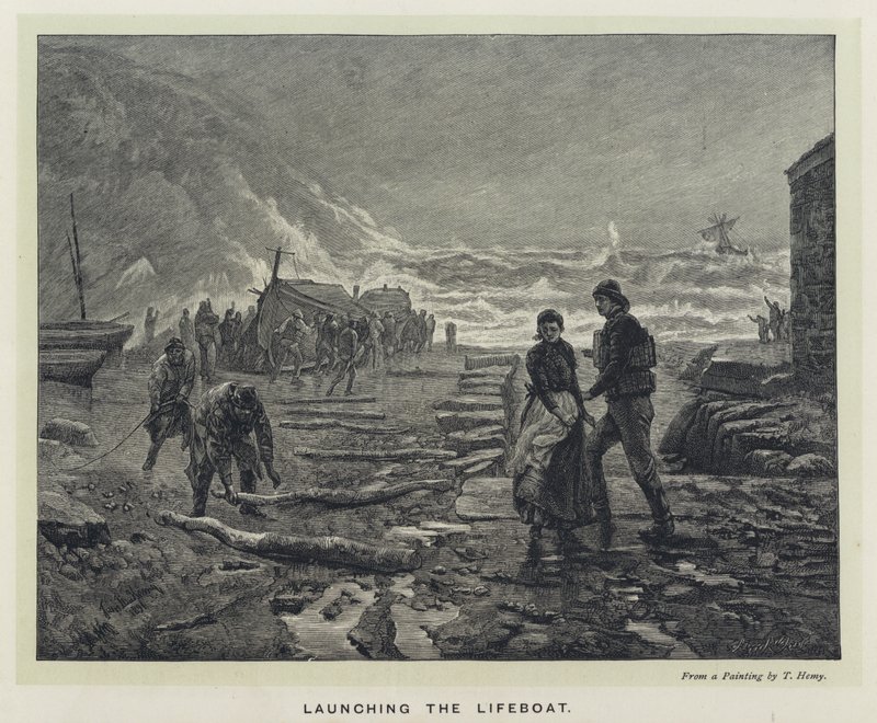 Udsætning af redningsbåden (gravering) af Thomas Marie Madawaska Hemy