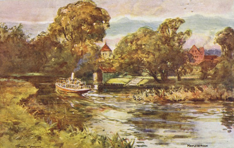 Themsen: Mapledurham (farvelitografi) af Thomas Maybank