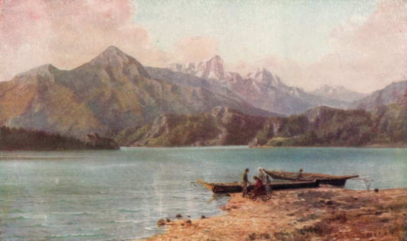Cascade Mountains (farve litho) af Thomas Mower Martin