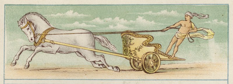 Perseus kører en vogn (farve litho) af Thomas Ralph Spence