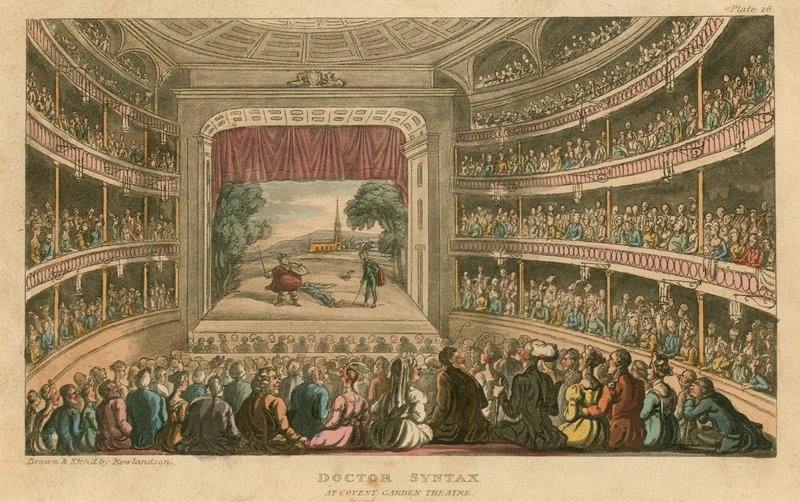 Dr. Syntax ved Covent Garden Theatre, London af Thomas Rowlandson