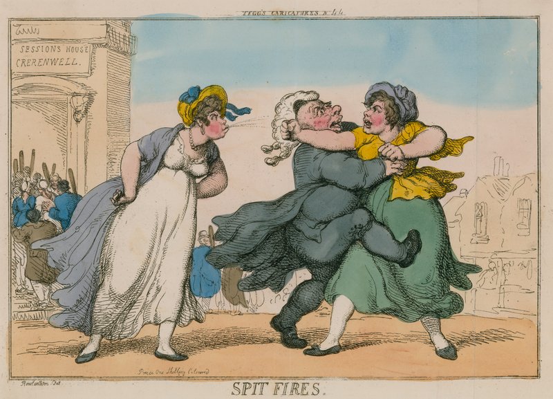 Spytbrande. Sessions House, Clerkenwell af Thomas Rowlandson