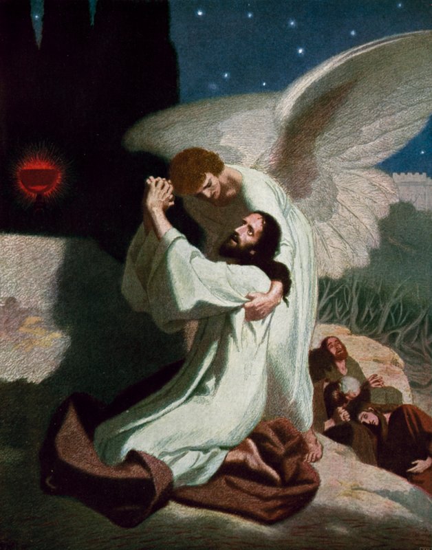 Englen, der giver Jesus styrke under hans smerte i Getsemane Have af Unbekannt Unbekannt