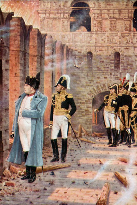 Napoleon midt i Moskvas brændende ruiner af Vasili Vasilievich Vereshchagin