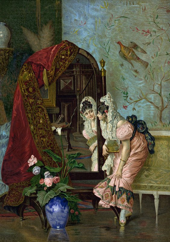 Coquetry (chromolitho) af Vincente Gonzalez Palmaroli