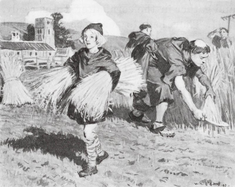 Bede i høstmarken (litografi) af W.R.S. (after) Stott