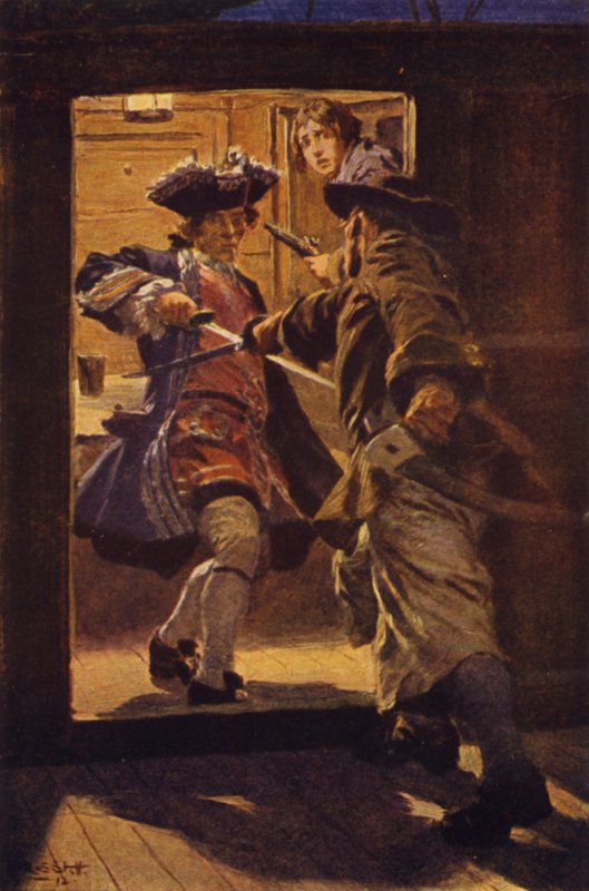 Illustration til kidnappet (farve litho) af W.R.S. (after) Stott