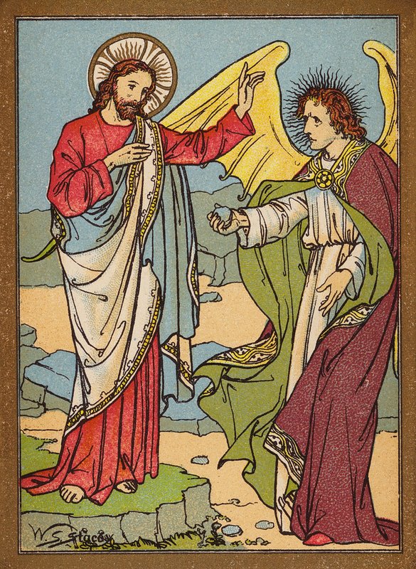 Jesu fristelse (farvelitografi) af W.S. Stacey