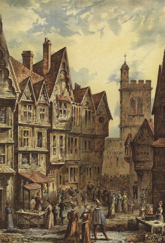 Bucklesbury, Cheapside (chromolitho) af Waldo Sargeant