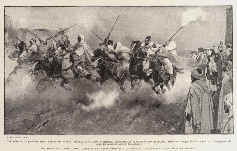 The Land of Moors, the Sheep Race, som er en del af fejringen til minde om Abrahams ofring af Isaac af Walter Stanley Paget