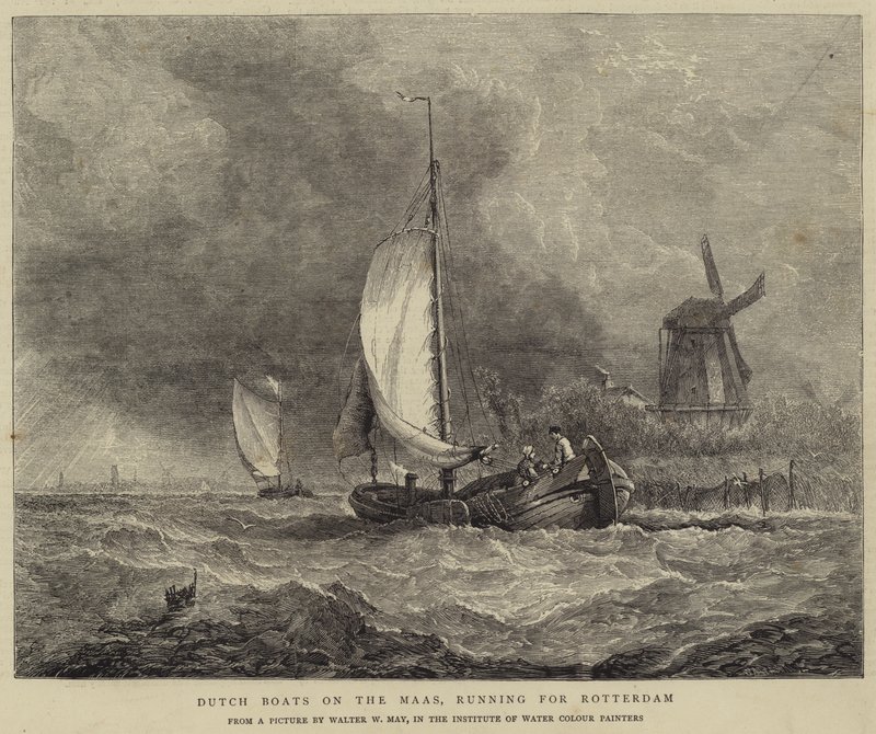 Hollandske både på Maas, der løber til Rotterdam af Walter William May