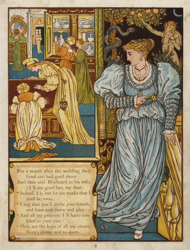 Blåskæg (farve litho) af Walter Crane