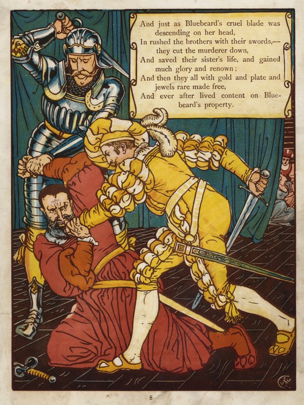 Blåskæg (farve litho) af Walter Crane