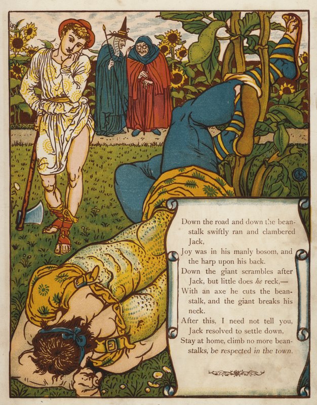 Jack og bønnestilken (farve litho) af Walter Crane