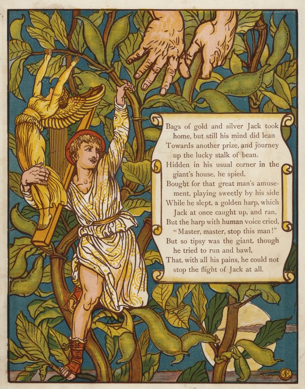 Jack og bønnestilken (farve litho) af Walter Crane