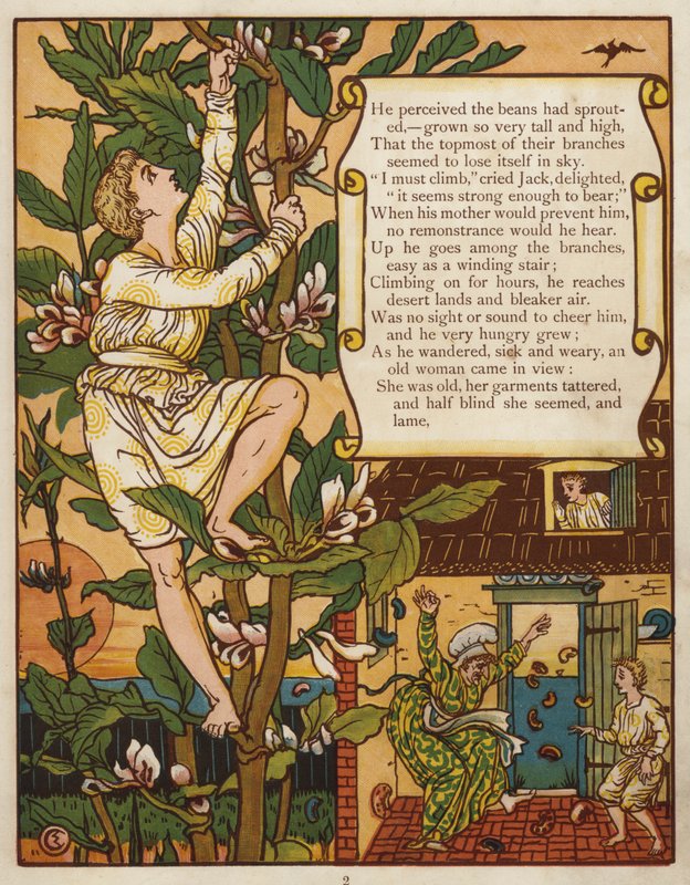 Jack og bønnestilken (farve litho) af Walter Crane