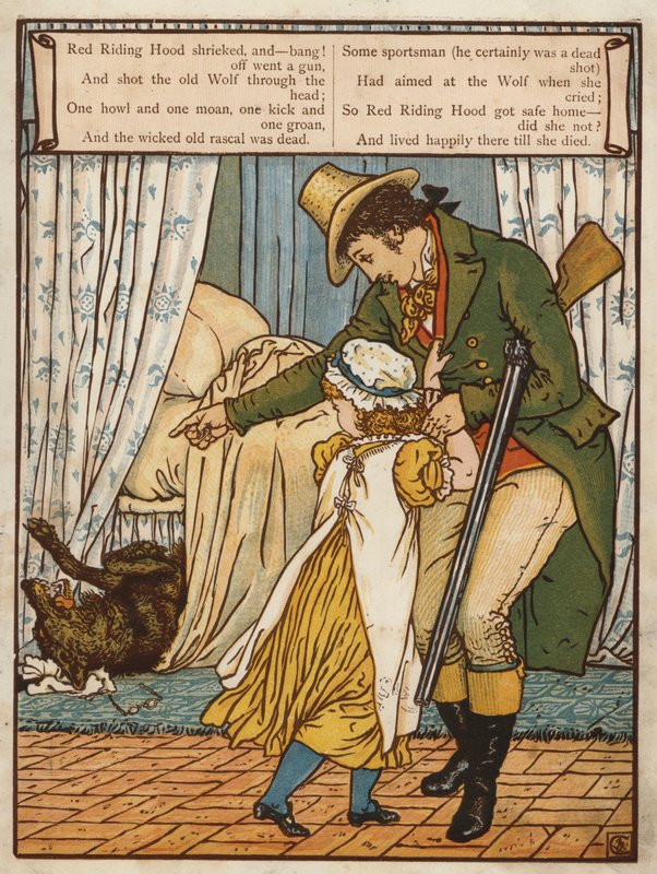 Rødhætte (farve litho) af Walter Crane