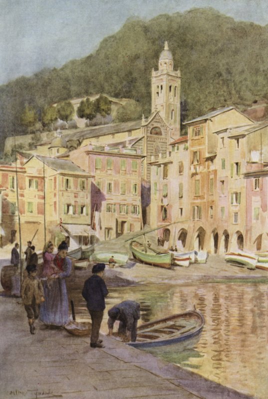 Portofino, Italien (farve litho) af Walter Frederick Roofe Tyndale