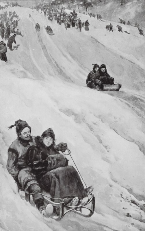 En kælkebakke i Canada (litografi) af Walter Paget