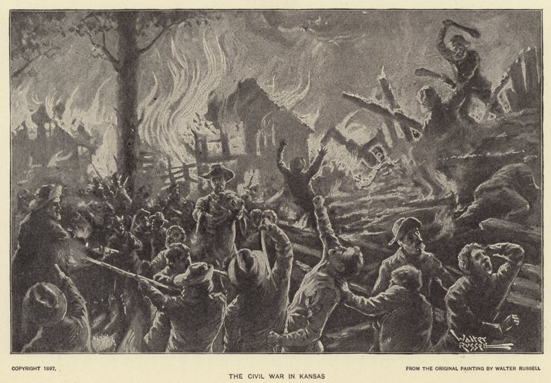 Borgerkrigen i Kansas (litho) af Walter Russell