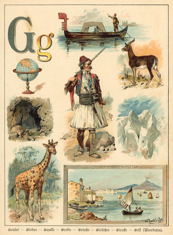Bogstav G (chromolitho) af Walter Zweigle
