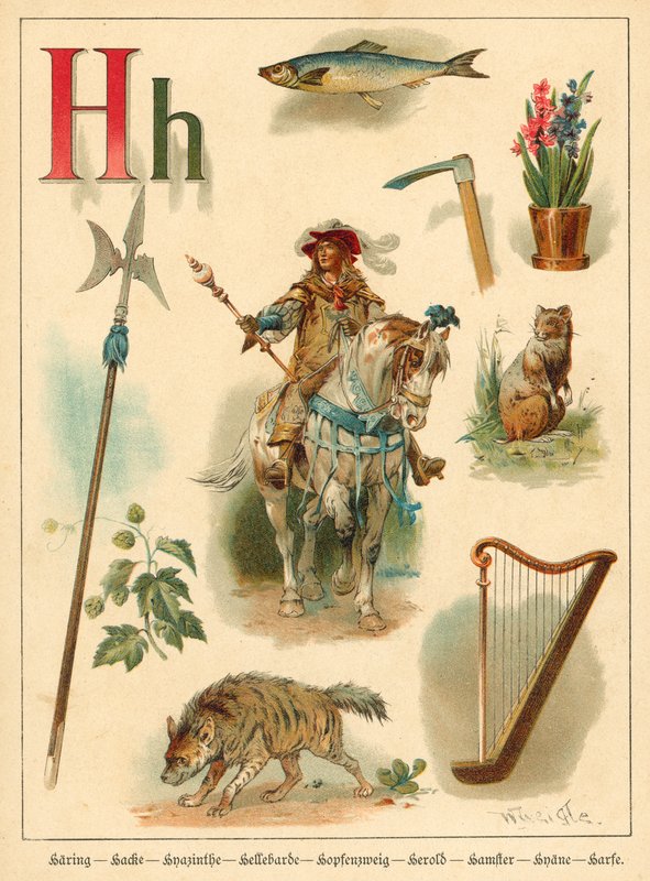 Bogstav H (chromolitho) af Walter Zweigle