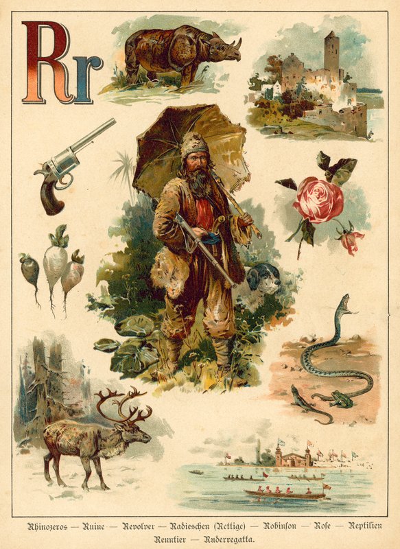 Bogstav R (chromolitho) af Walter Zweigle
