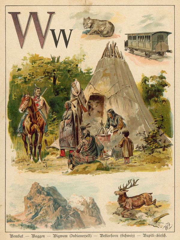 Bogstav W (chromolitho) af Walter Zweigle