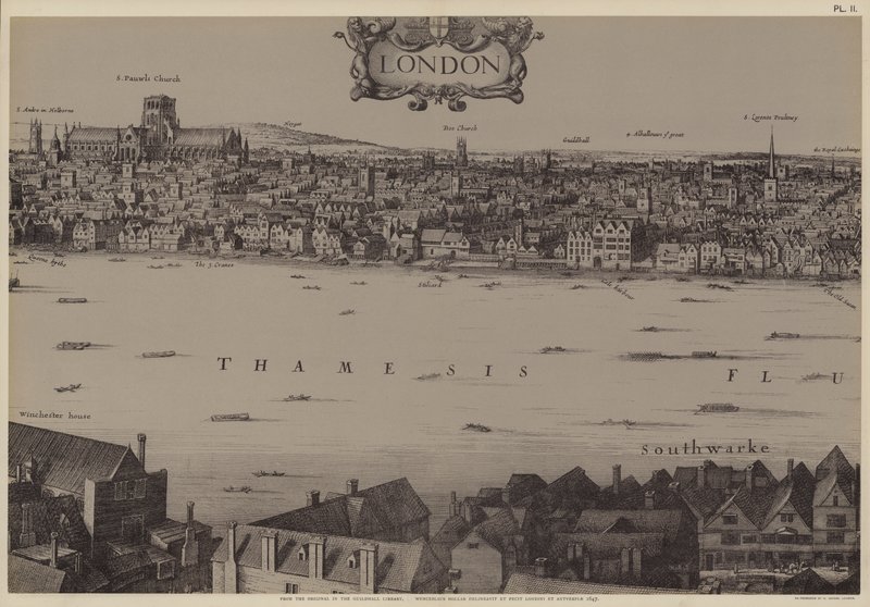 Panorama over London af Wenceslaus (after) Hollar