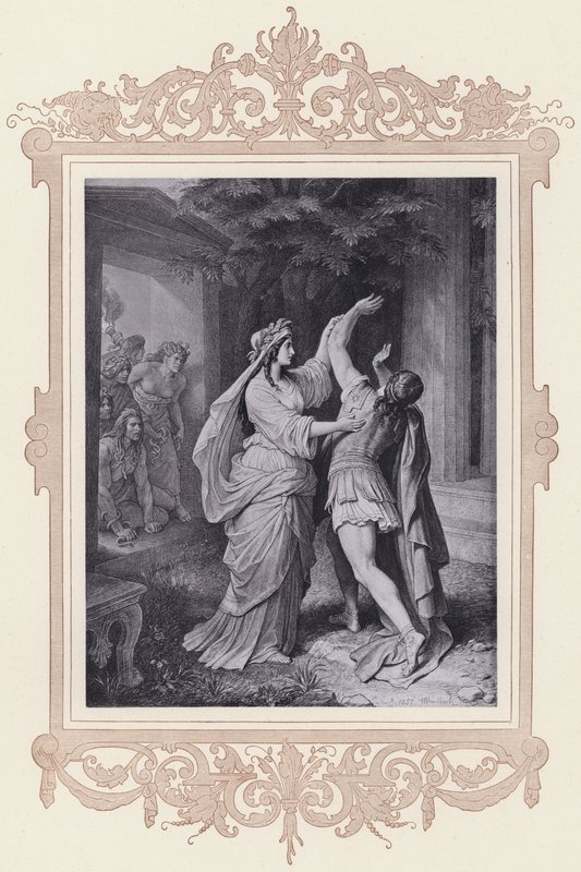 Iphigenia, Iphigenia på Tauris (litho) af Wilhelm von (after) Kaulbach