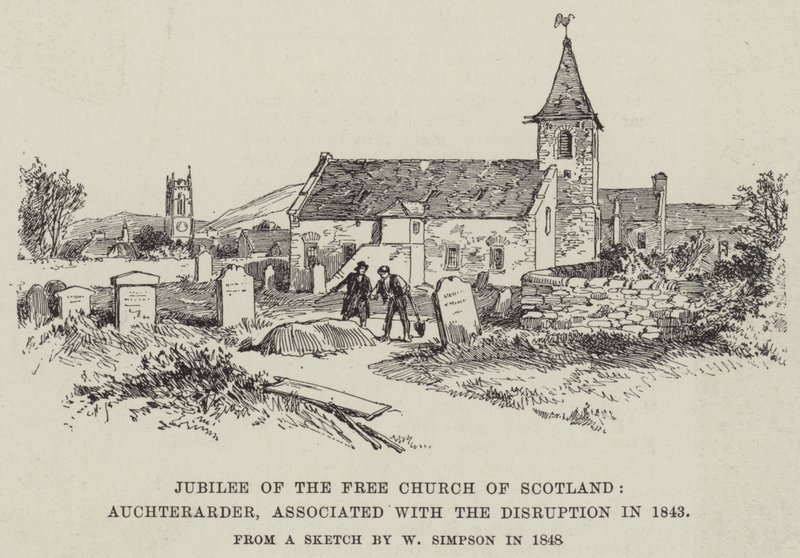 Jubilæum for frikirken i Skotland, Auchterarder, forbundet med forstyrrelsen i 1843 af William Crimea Simpson