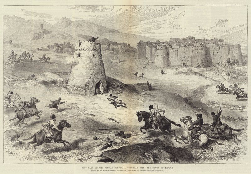 Forgangne dage på den persiske grænse, et turkomansk raid, tilflugtstårnet af William Crimea Simpson