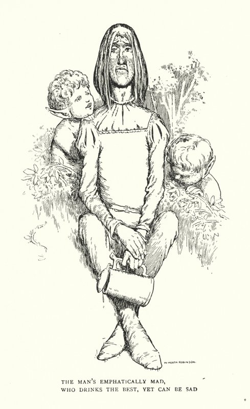 Manden er eftertrykkeligt gal, som drikker bedst, men alligevel kan være trist af William Heath Robinson