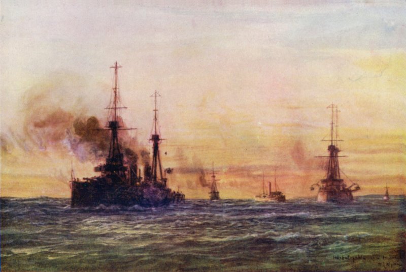 "Indefatigable" og "Invincible", 1911 af William Lionel Wyllie