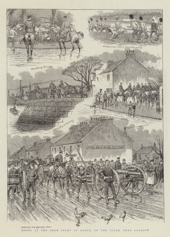Noter ved Sham Fight ved Yoker, på Clyde, nær Glasgow af William Ralston